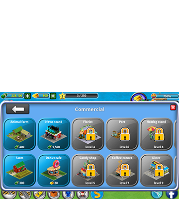 Build a lot of different structures with a choice of 100+ unique buildings, like hotels, cinema's, offices, transport, township, restaurants, and even oil platforms on your paradise island.